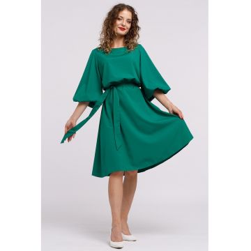 Rochie midi evazata cu cordon