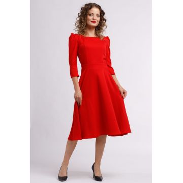 Rochie midi evazata cu fermoar