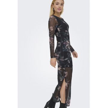 Rochie mini cambrata cu segmente semitransparente