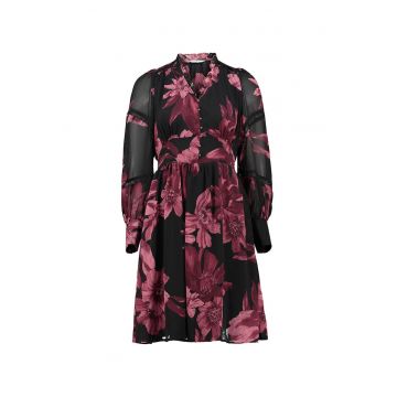 Rochie mini cu model floral si decolteu in V