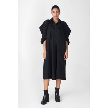 Rochie neagra oversize cu maneci bufante si ample