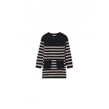 Rochie pentru copii -  Maneca lunga - Model dungi - Poliester/Poliamida - Negru/bej