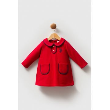 Rochie scurta de bumbac cu maneci lungi
