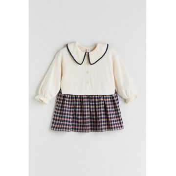 Rochie scurta din amestec de bumbac cu guler Peter Pan