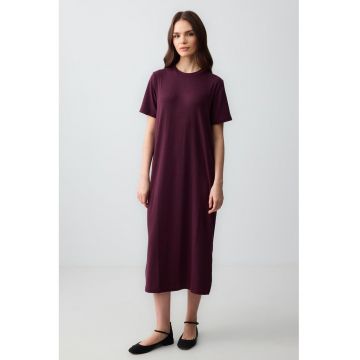 Rochie-tricou midi cu decolteu la baza gatului