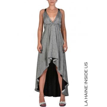 Rochie asimetrica cocktail - inchidere prin fermoar la spate si talie elastica