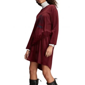 Rochie asimetrica cu imprimeu logo si guler inalt -