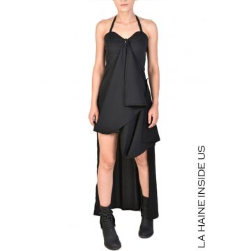 Rochie camasa cu nasturi frontali si panglici ajustabile