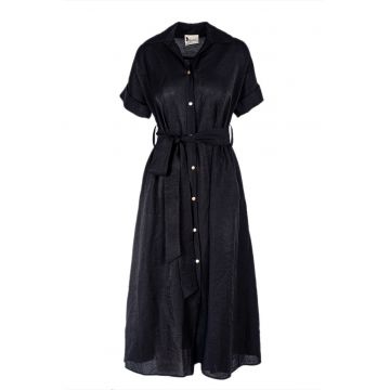 Rochie camasa midi cu buzunare si cordon