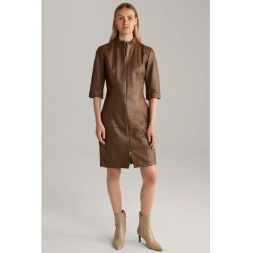Rochie cu maneci scurte si inchidere prin fermoar frontal