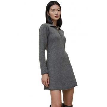 Rochie dama -  guler polo - gri - tricot