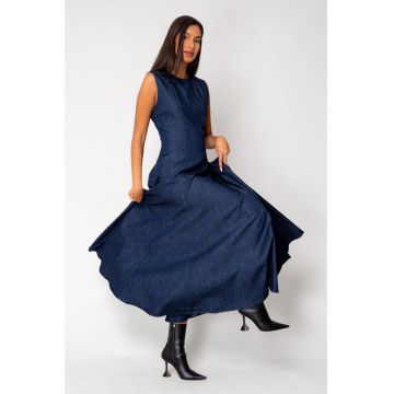 Rochie denim cu buzunare Dark Blue 18042