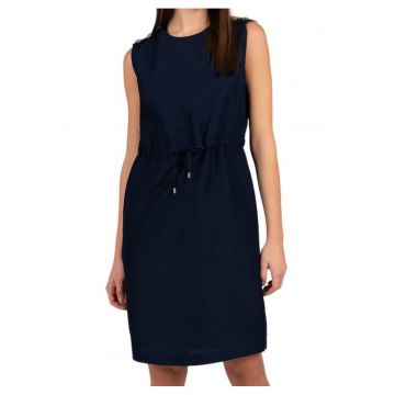 Rochie din amestec de in cu snur in talie -