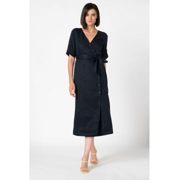 Rochie din lyocell cu cordon in talie