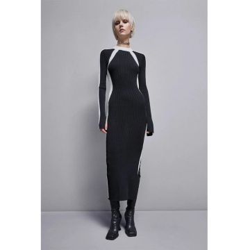 Rochie lunga creion - cu model colorblock