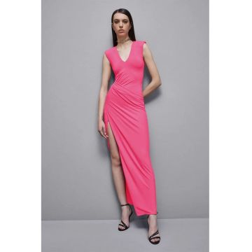 Rochie lunga cu drapaje laterale