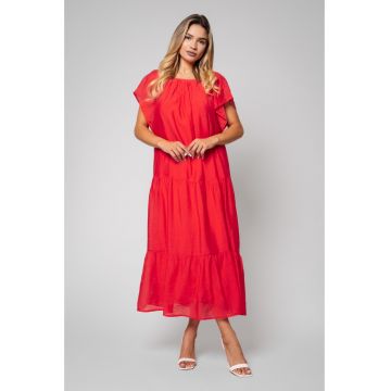 Rochie lunga mix de matase Coral 13158