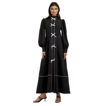 Rochie maxi  color block - guler inalt - textil