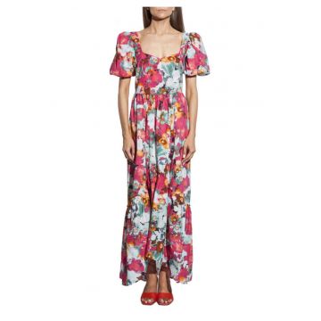 Rochie maxi cu model abstract -