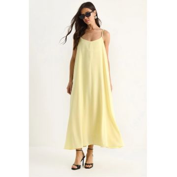 Rochie maxi dama -  poliester/bumbac - galben