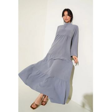 Rochie maxi dama -  poliester/lycra - croiala lejera - gri -