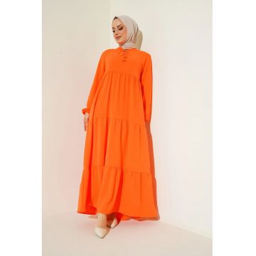 Rochie maxi dama -  poliester/lycra - croiala lejera - portocaliu
