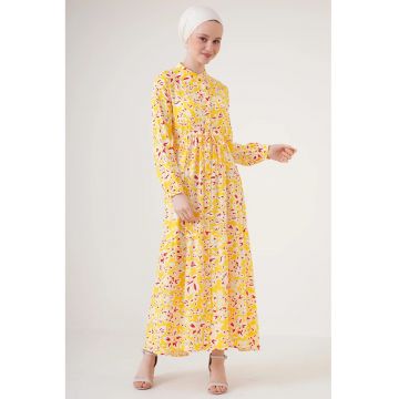 Rochie maxi dama -  viscoza - model floral - multicolor