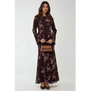 Rochie maxi -  imprimeu floral - multicolor - tul