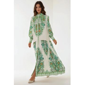Rochie maxi -  imprimeu - verde - textil