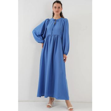 Rochie maxi lejera dama -  poliester/elastan - albastru indigo