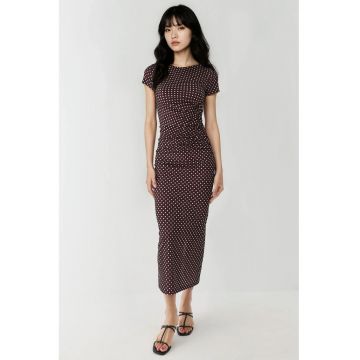Rochie maxi -  mulata cu imprimeu - maro inchis - textil