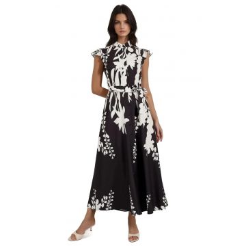 Rochie maxi -  Negru/Alb - Textil