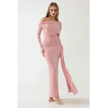 Rochie maxi -  roz - tul