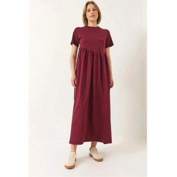 Rochie maxi tricotata -  lejera - rosie - bumbac