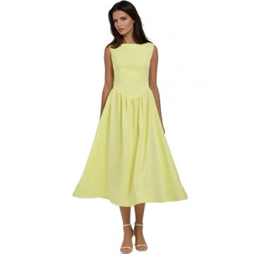 Rochie midi A -  Galben - Textil