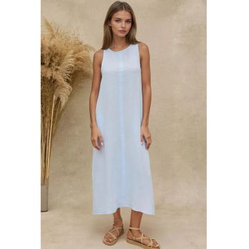 Rochie midi -  bumbac texturat - albastru