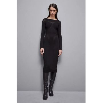 Rochie midi creion cu detalii semi-transparente