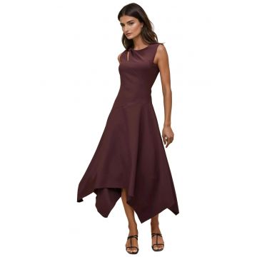 Rochie midi cu decupaje  maro