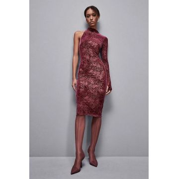 Rochie midi cu guler inalt si spatele gol