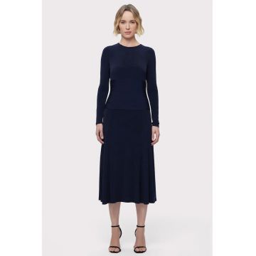 Rochie midi cu maneca lunga si inchidere la spate prin fermoar