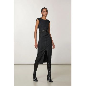 Rochie midi - fara maneci - cu imprimeu in dungi