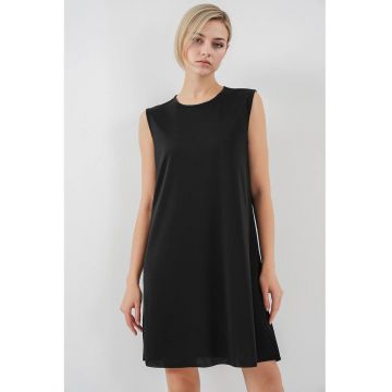 Rochie midi -  lejera - negru - poliester -