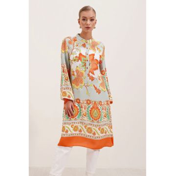 Rochie Midi -  model BDART - tangerine - viscoza
