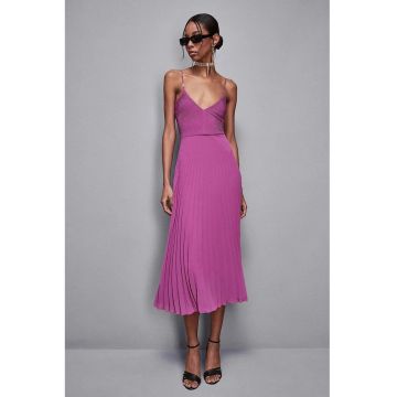 Rochie midi - plisata - cu bretele reglabile