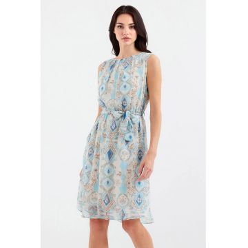 Rochie mini dama -  decolteu rotund - poliester - multicolor