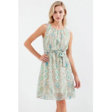 Rochie mini dama  decolteu rotund - poliester - multicolor