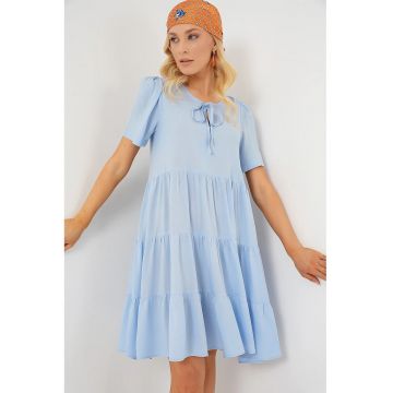 Rochie mini dama -  viscoza - decolteu rotund - albastru