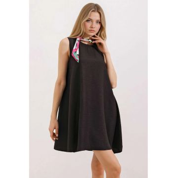 Rochie mini dama  viscoza/in - decolteu rotund - fara maneci - negru