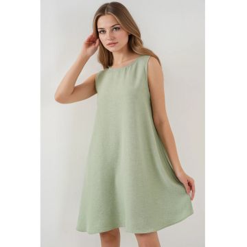 Rochie mini dama -  viscoza/in - decolteu rotund - fara maneci - verde