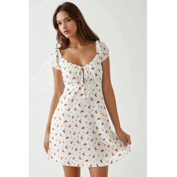 Rochie mini -  imprimeu floral - multicolor - textil